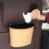 Car Trash Can for Vehicle Faux Leather Hanging Door Storage Bag for Garbage Waterproof Organizer Pouch for Car Interior