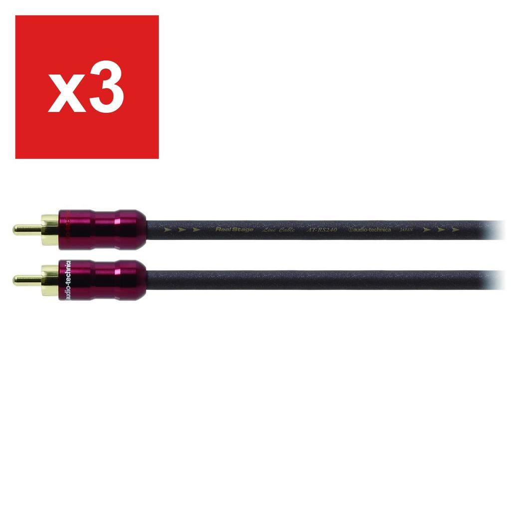 RCA Audio Cable, Audio Technica AT-RS240/0.7, PC-Triple C+OFC Hybrid, Heat & Noise Resistant for Car Audio, 0.7m