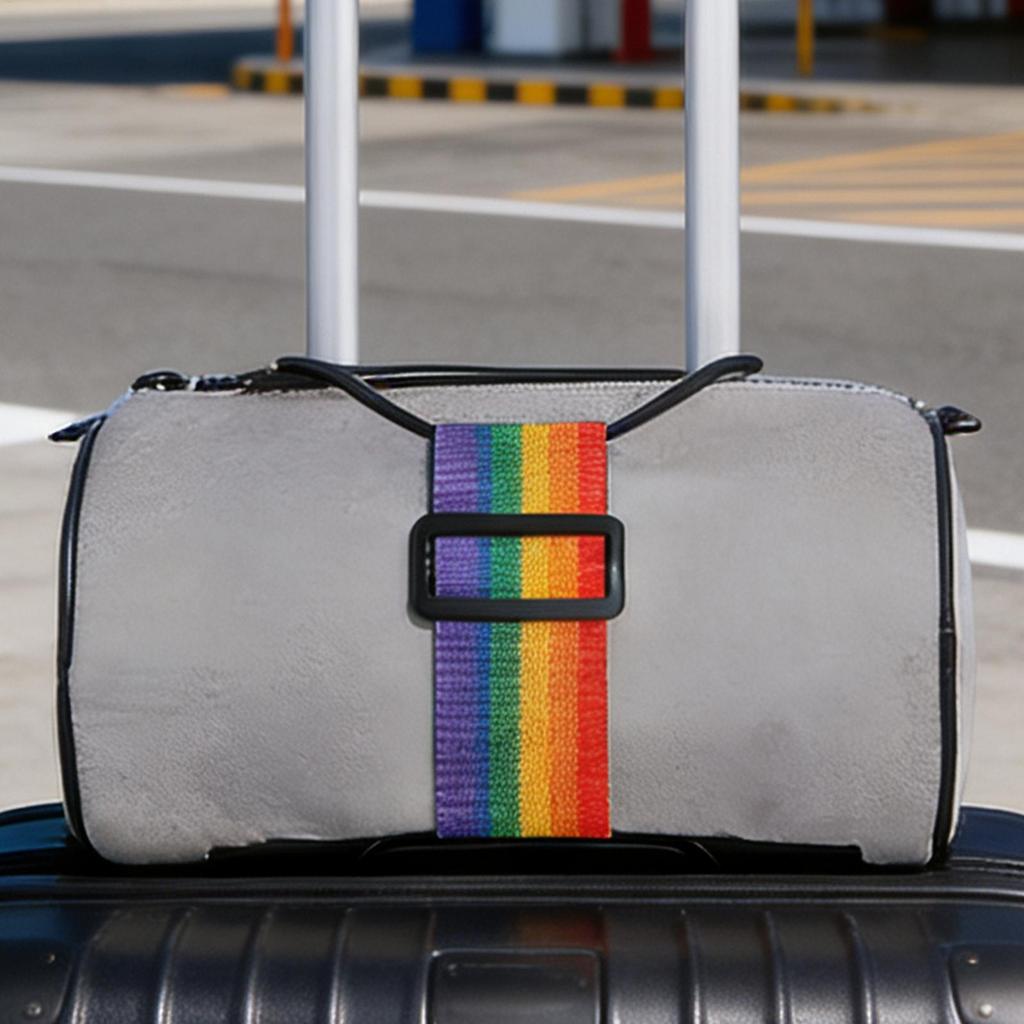Regenbogen Verstellbarer Kofferriemen 2-in-1 Verbinder & Anti-Rutsch-Gurt zum Sichern & Tragen mehrerer Koffer, Rucksäcke, Taschen