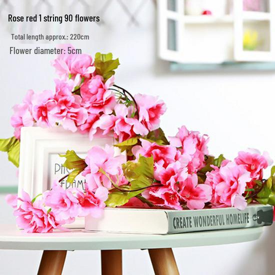 Rattan Plastic Rose Vine Artificial Flowers for Wedding Décor, Ceiling or Wall Hanging, and Air Conditioning Pipe Cover