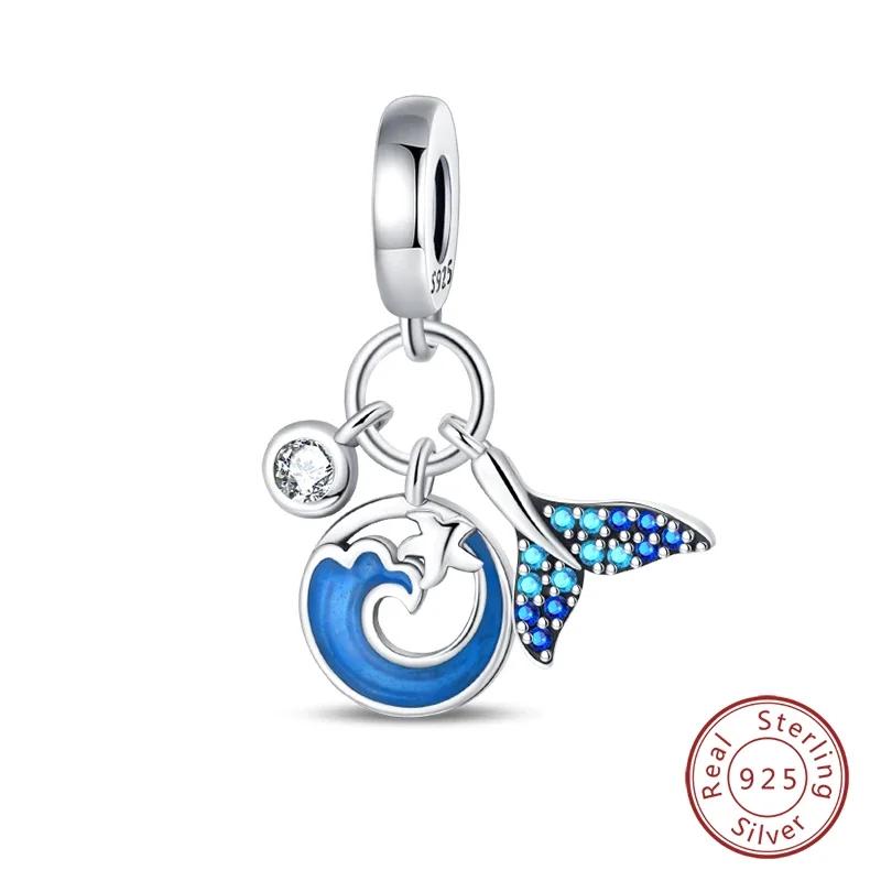 Copper Blue Ocean Ship Lighthouse Starfish Turtle Dolphin Charms Pendants Fit Bracelets Diy Jewelry Gifts