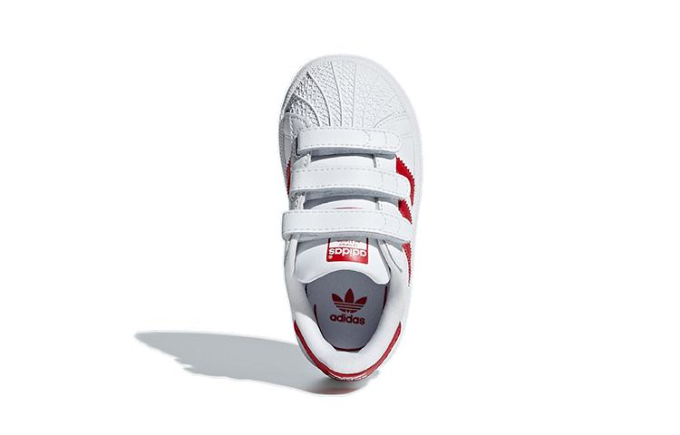 Adidas Originals SUPERSTAR CF Synthetic Leather Comfortable Slip Resistant Low top Toddler Shoes White Red Baby CG6639