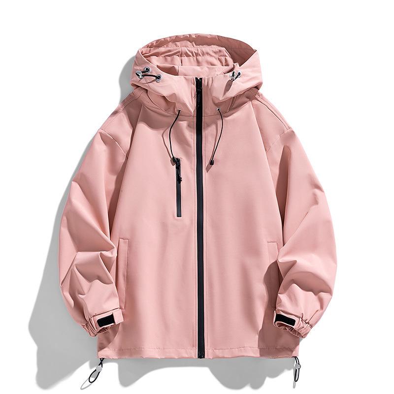 Men's and women's same mountaineering windproof jacket men's hooded couple's wear solid color charge jacket men's outdoor sports