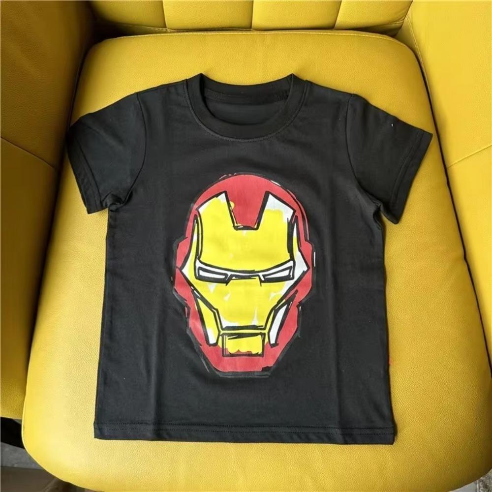 Japan  Hero Spider-Man Superman Boys Cotton T-Shirt Summer Cartoon Sweat Absorbing Children Short Sleeve Tide