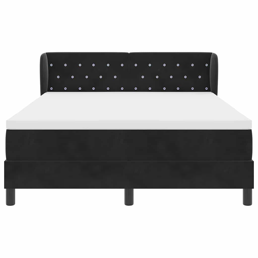 Box Spring Bed with Headboard Black 140 X 190 Cm Velvet