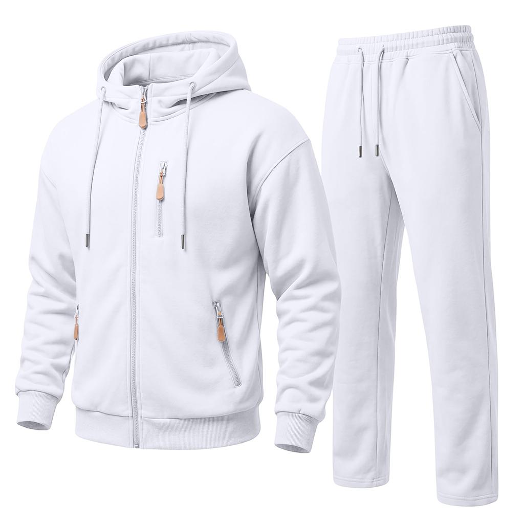 Men's Loose Fit Hooded Tracksuit Set with Straight Leg Pants for Fall Winter