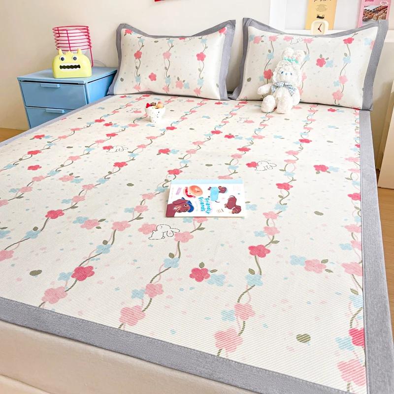Premium End Animated Ice Silk Bed Mat Summer Cool Down Sleeping Mat Bed Adult Child Washable Cooling Bed Pad and Pillowcases