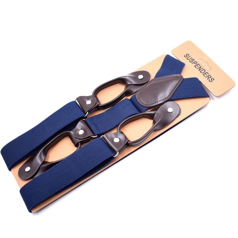 Leather Trimmed Vintage Suspenders Button End Y Back Suspenders Button End Suspenders  Party