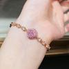 18K Vergoldete S925 Sterlingsilber Eisblumen Rosa Diamant Halskette für Damen