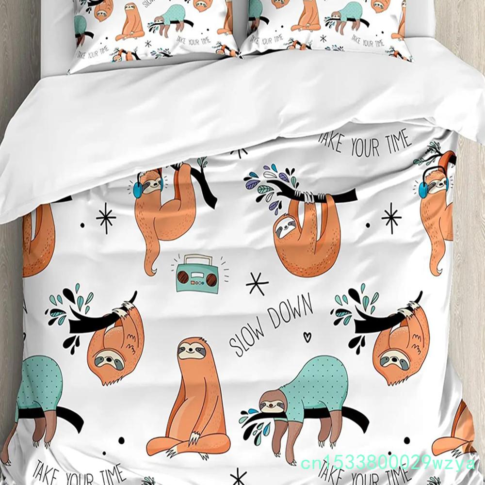3pcs Bedding Set Cute Animal Sloth Home Textile Duvet Cover Pillow Case Boy Kid Teen Girl Bedding Covers Set