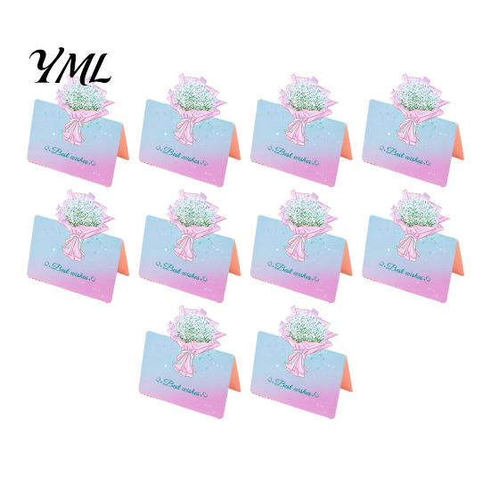 Foldable Note Cards 10Pcs 3D Bouquet Greeting Card, Thank You Best Wishes Card Folding Floral for Mother's Day Father's Birthday