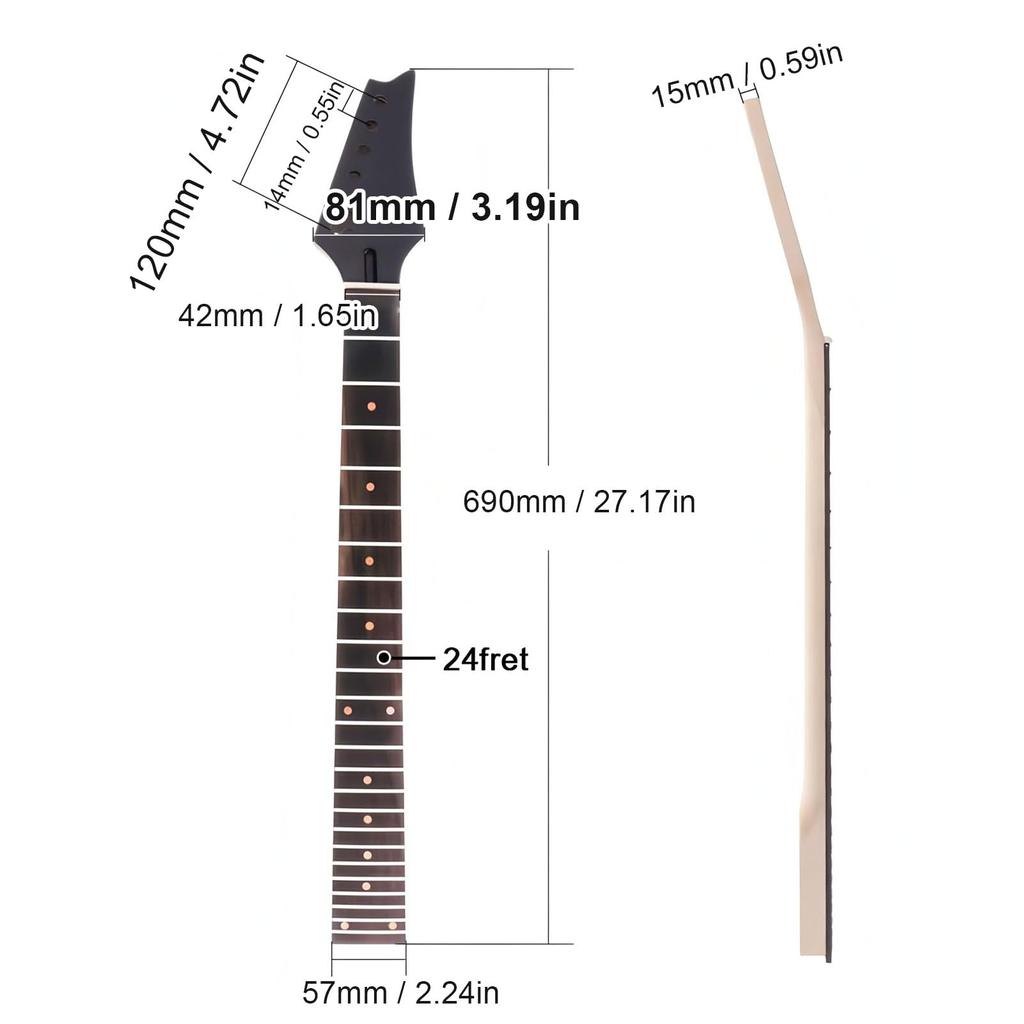 Acogedor Maple Electric Guitar Neck 24 Smooth Rosewood for Guitar Musicians Replacement, Frets, Finish, Fingerboard,