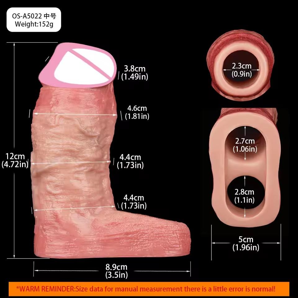 FAAK Realistic Penis Sleeve Size S M L XL Silicone Open-ended Dick Sheath Ring Realistic Hollow Dildo Sex Toy Cock Enlargement