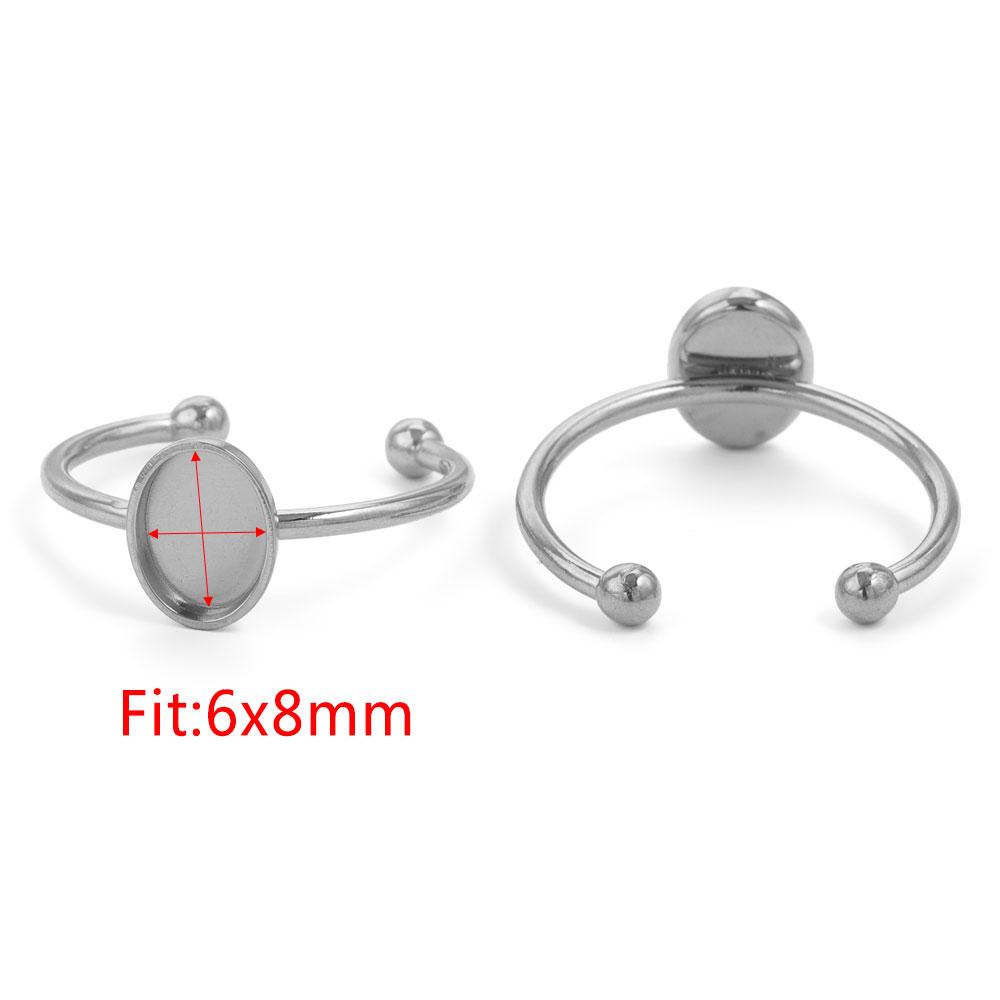 10 Stück Verstellbare Edelstahl Offene Ringfassungen Leere Basis Fassung Cabochon Ringe Für Schmuckherstellung DIY Fingerring Leere