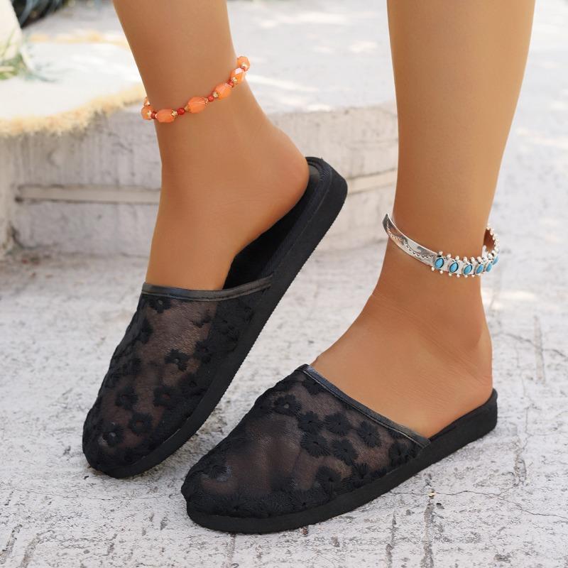 

Fashion Ladies Shoes 2025 High Quality Closed Toe Women s Slippers New Outdoor Sequins Daily Fashion Embroidery Light Flat Slippers 36