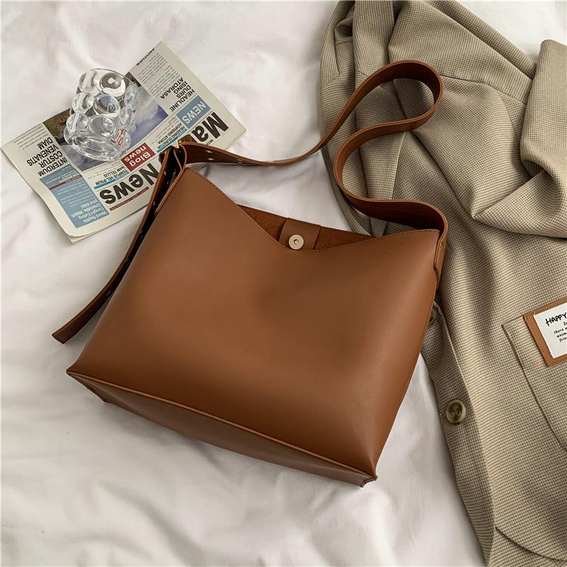 High-Quality Large-Capacity Composite Bag Women's New Texture Retro Wide Strap Shoulder Bags Messenger Bags