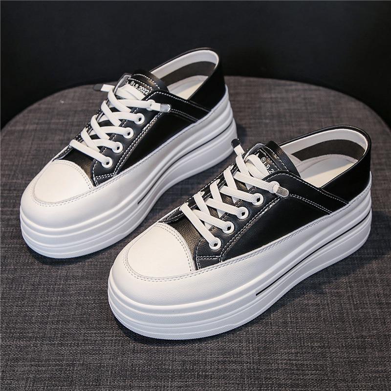 Leather little white shoes inner height increase women's shoes spring and summer new platform casual shoes sports shoes muffin single shoes