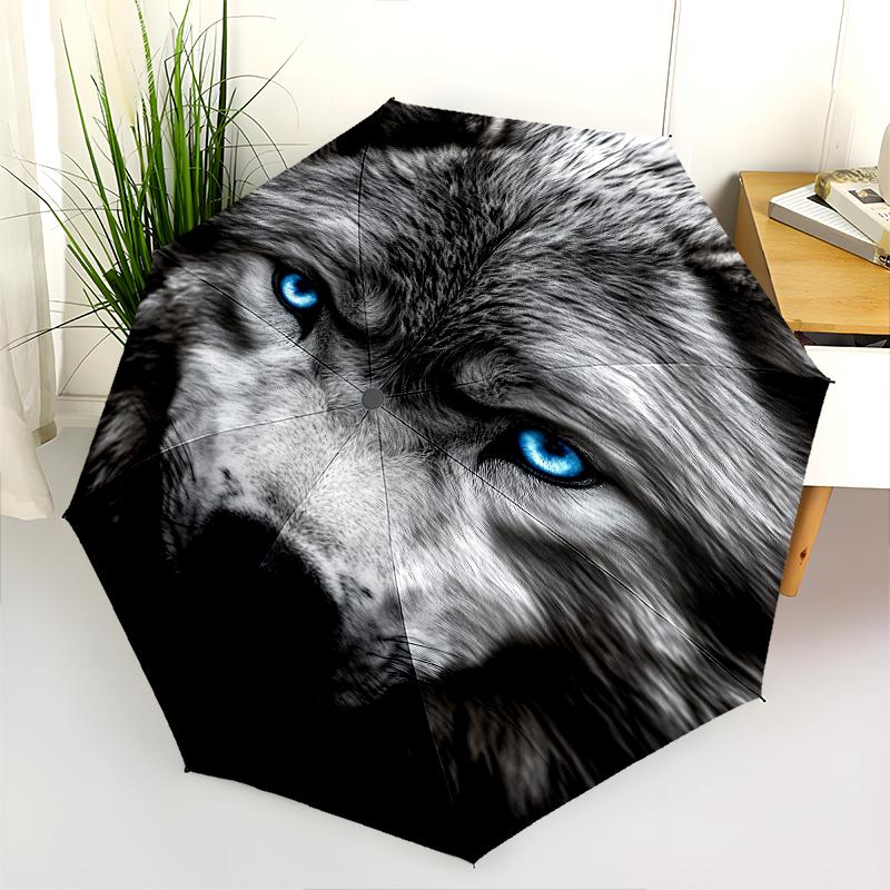 

1PC wolf theme Umbrella Portable Folding Umbrella Iron Frame Hole Bone Structure Outdoor Home Umbrella A14 разноцветный