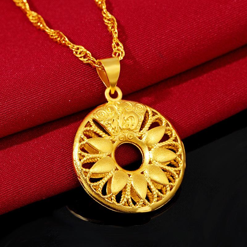 Auspicious Safety Buckle Pendant Necklace for Women Gold Safe and Complete, Auspicious and Wishful