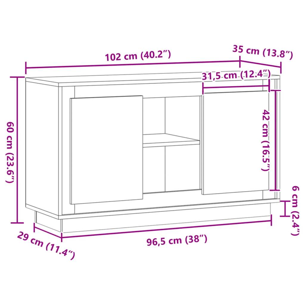 Sideboard Artisan Eiche 102 x 35 x 60 cm Spanplatte