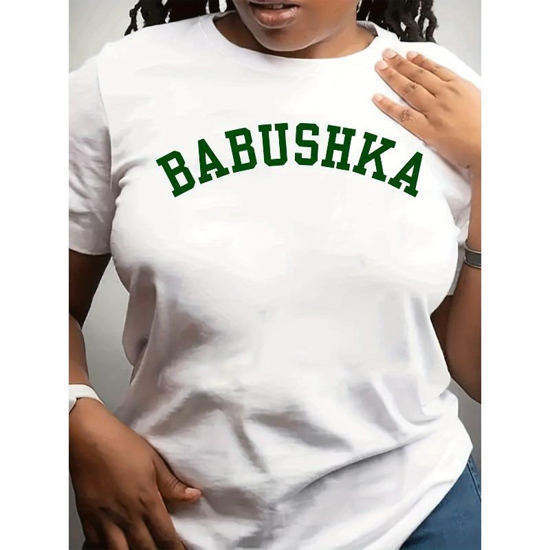 

Женская Русская Бабушка Графическая Футболка Белый Зеленый Принт Буквами Повседневный Топ с Короткой Рукавой и Круглым Вырезом S белый