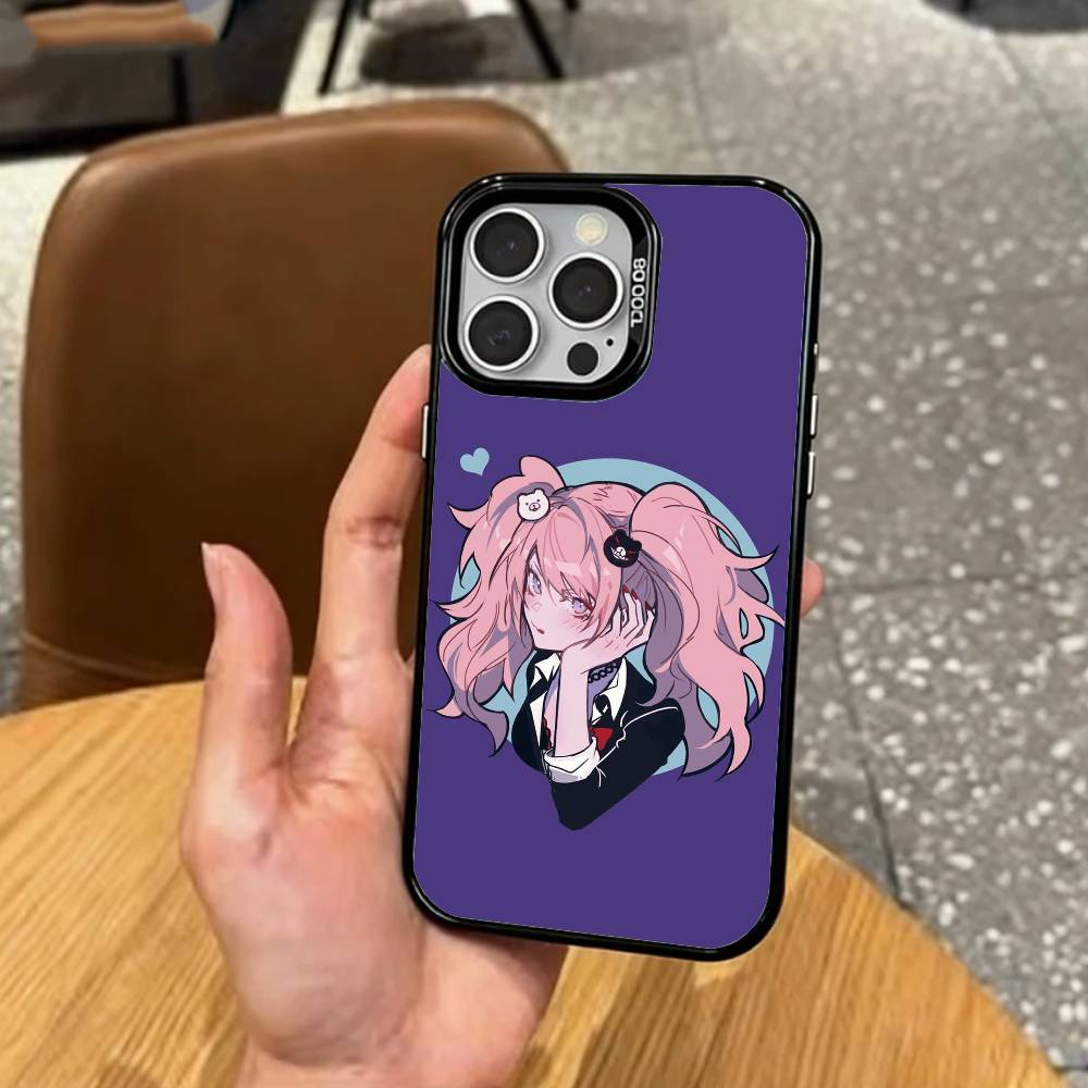 J-Junko E-Enoshima Anime   Phone Case For iPhone17,16,15,14,13,12,11 Plus,Pro Max Colored Silver Plated Inside Cover