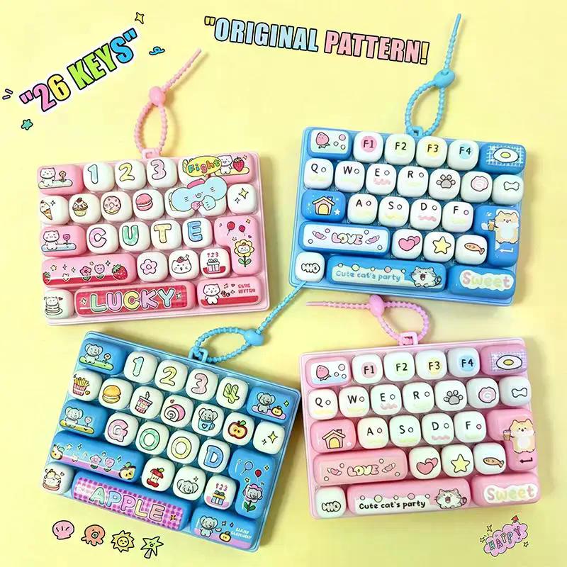 New 1Pcs Healing Stress Relief Keyboard Cute 26-Key Mechanical Creative Fidget Toy For Office Desk Decoration
