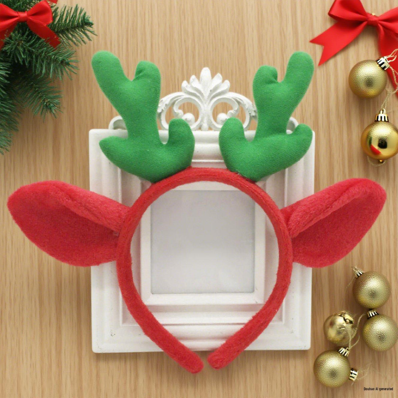 

2025 Kids Holiday Plush Antler Headband: Cute Animal-Themed Red Antlers for Girls