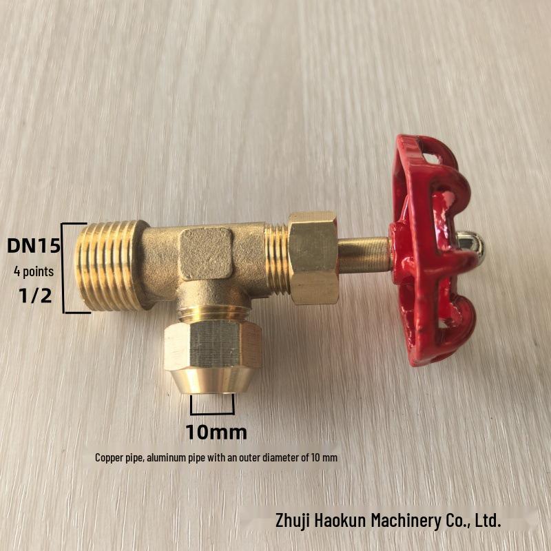 Copper Needle Valve with 4-10 Male Thread and Red Wheel for Oil