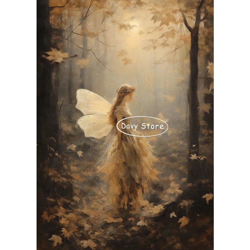 Dark Forest Fairy Flower Botanical Goblincore Aesthetic Vintage Posters Prints Canvas Painting Wall Picture for Room Home Decor