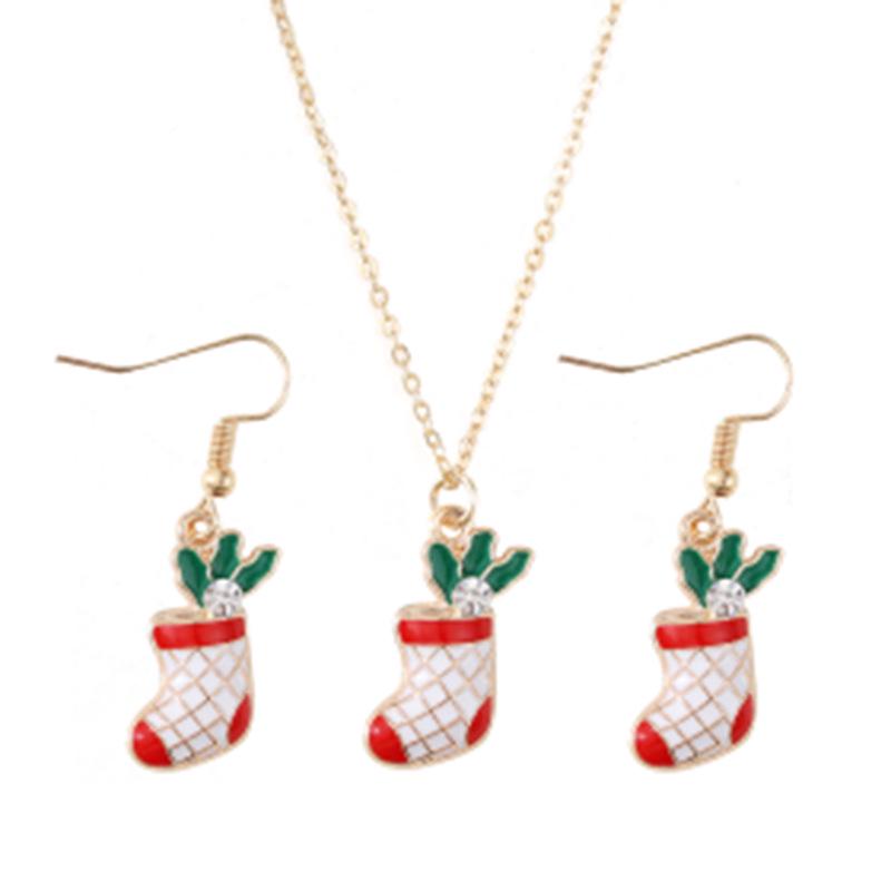 Trendy Christmas Jewelry Set: Santa Claus Earrings & Necklace