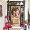 Christmas Wooden Wagon Wheel Wreath Simulation Winter Themed Party Bar Door