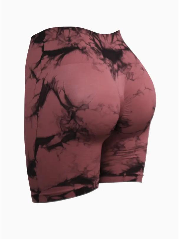 European & American Tie-Dye High-Waist Quick-Dry Yoga Shorts: Seamless, Elastic, Hip-Lifting, Fitness-Ready