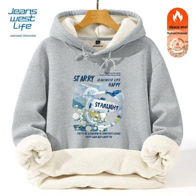 JEANSWEST LIFE Men's Winter Thick Fleece-Lined Hoodie