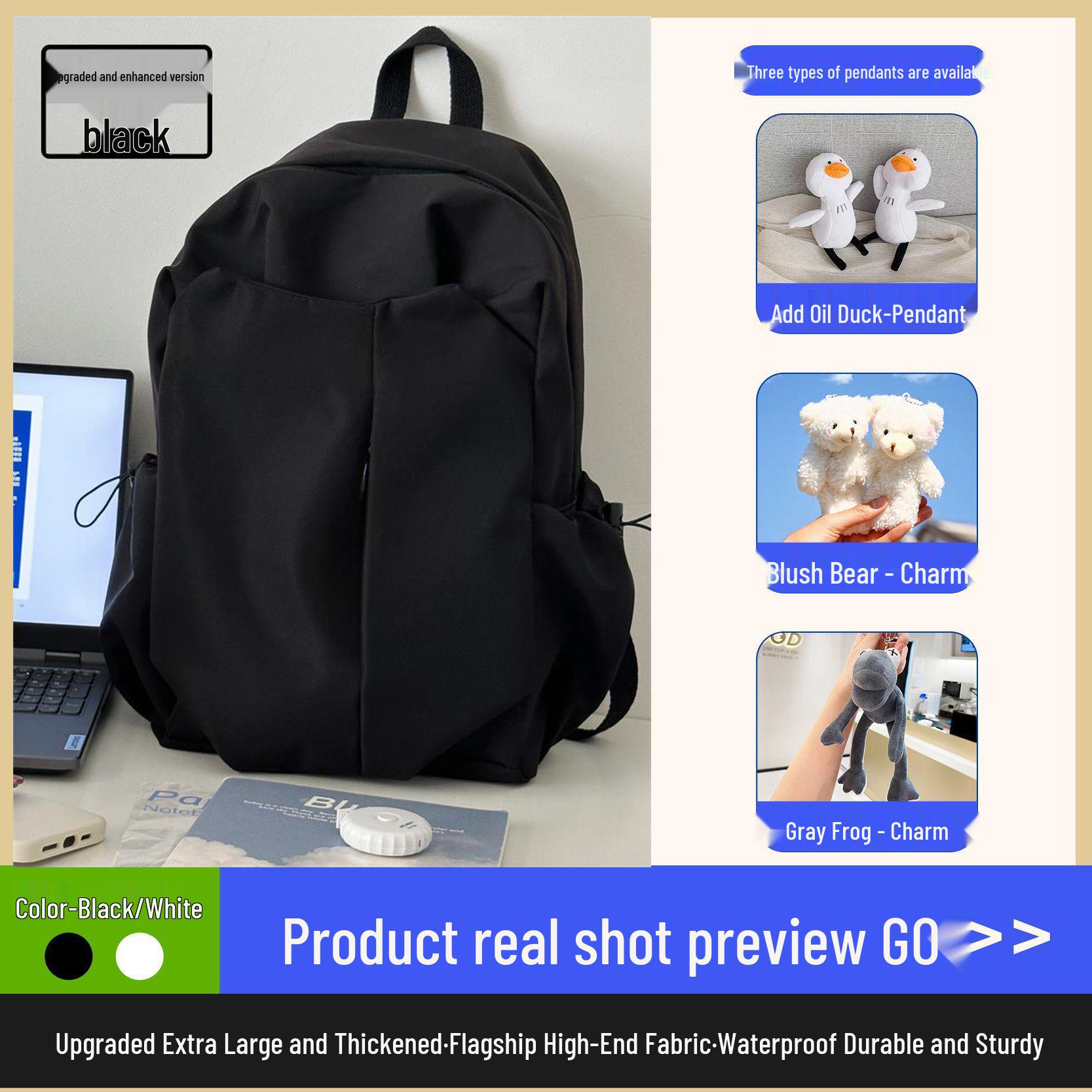 

Spacious Solid Color Canvas Backpack for University and High School Students - Unisex Mori Style