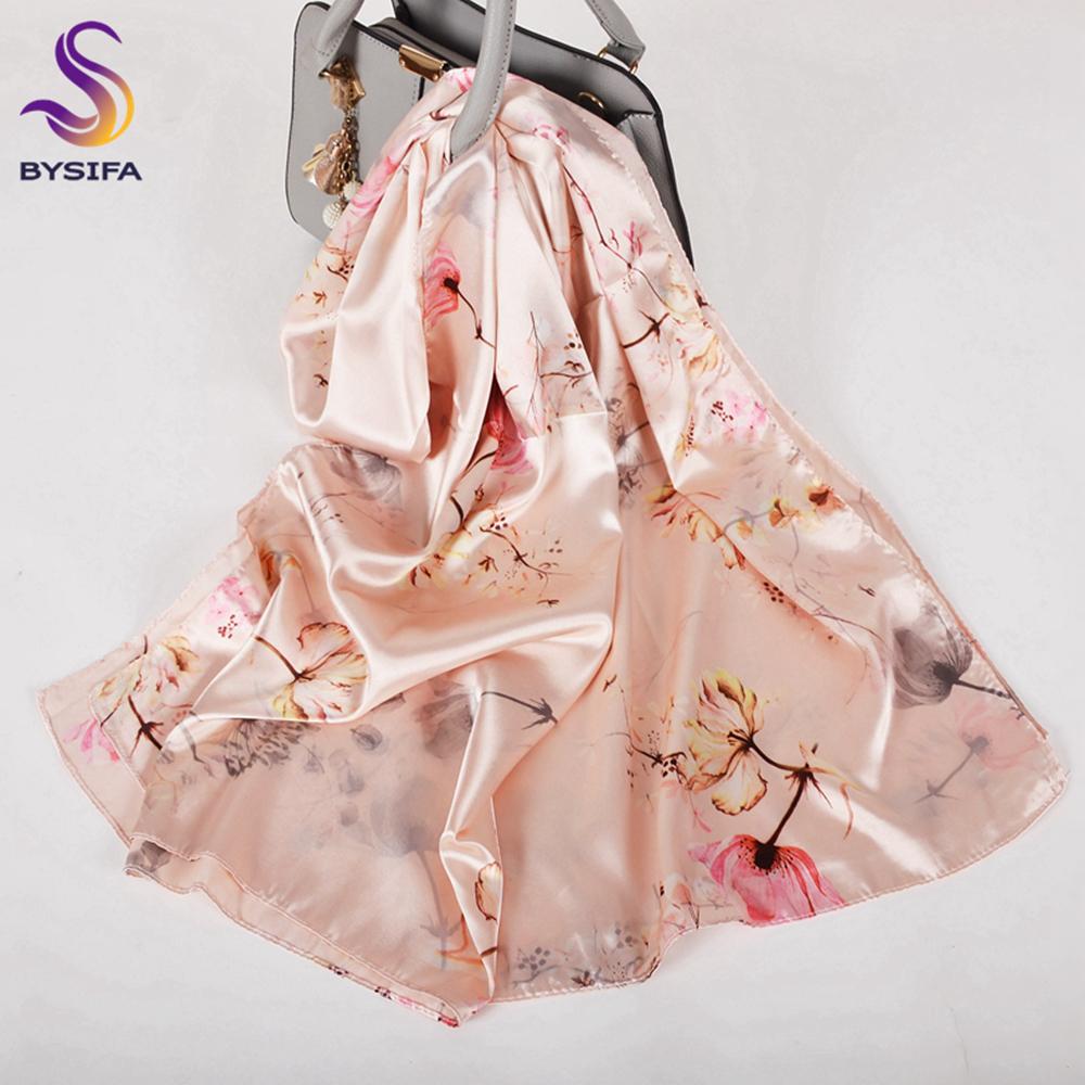 Ladies Pink Scarves Wraps New Lily Large Square Women Silk Scarf Cape 160*70Cm High Top Autumn Winter Female Silk Neck Scarf