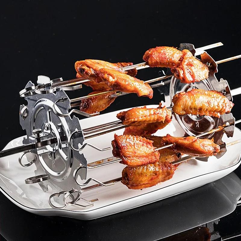 Stainless Steel Oven Grill Cage Rotating Grill Skewers Heat-Resistant Non-Stick Kebab Maker Machine Air Fryer Electric Oven Tool