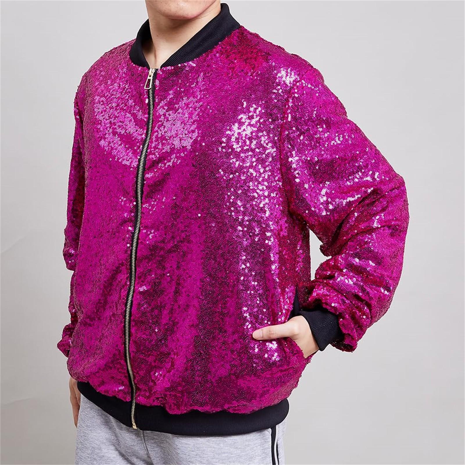 

Мужская куртка с пайетками, праздничное пальто, праздничный наряд, флип-бейсбольная форма с пайетками для концерта M