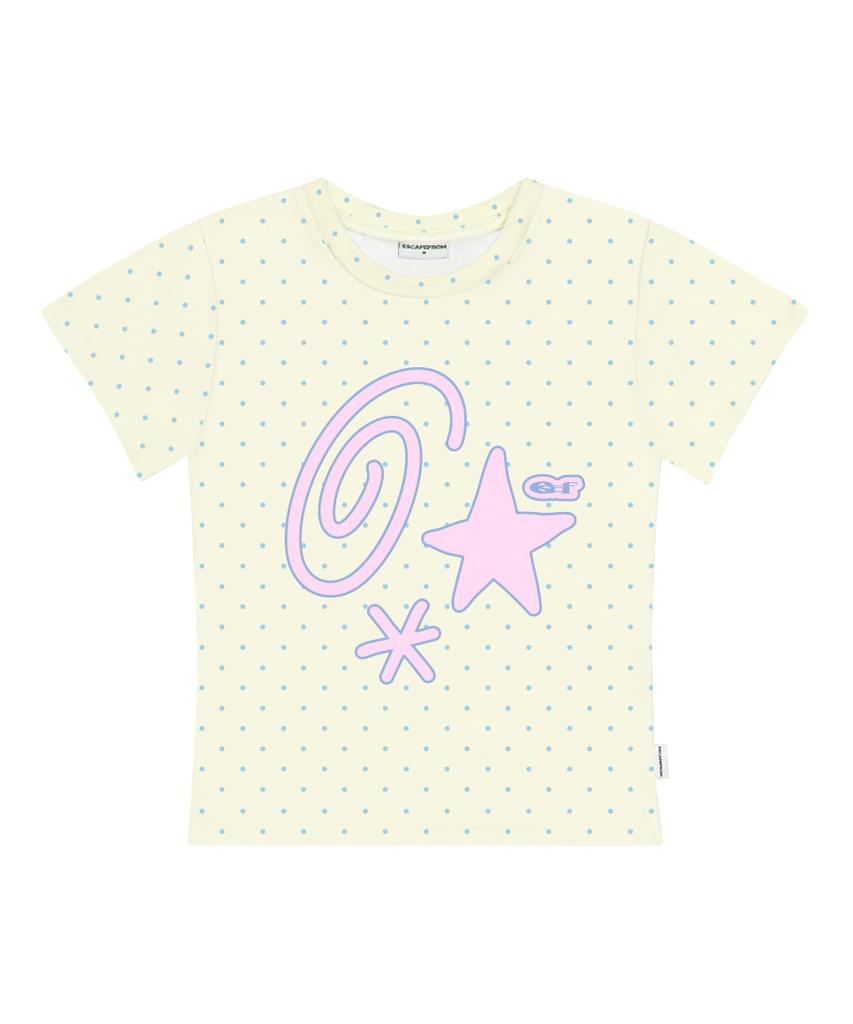 ESCAPEFROM Kitsch Symbol Print Dot Slim Fit Short Sleeve T-Shirt Mint