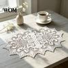 Decorative Table Covers for Weddings White Lace Doily, Elegant Retro Placemat, Embroidered Vintage Floral Doilies Tea Trays Mat, Rectangular