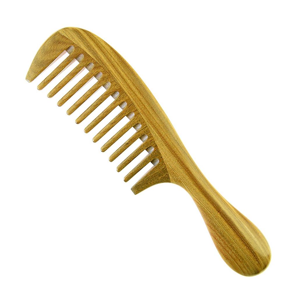Large Jade Sandalwood Comb - Thick Wide Tooth Curling with Custom Engraving Option