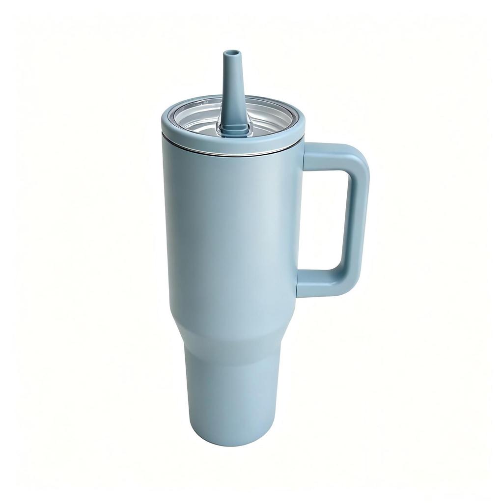 40-ounce leak-proof straw cup – made from double-walled, vacuum-insulated stainless steel to keep drinks cold for hours; fits in car cup holders