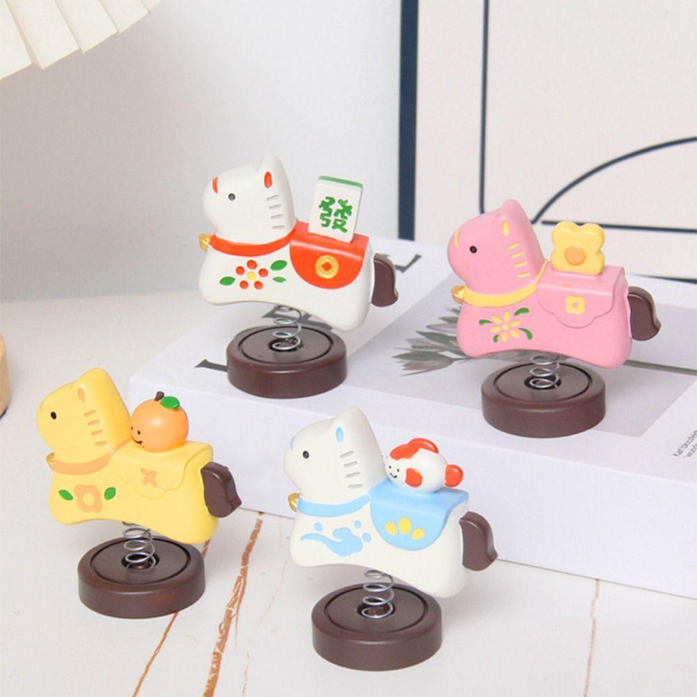 Cartoon Resin Cartoon Horse Statue Handcrafted Rocking Horse Figurine  Home Decoration