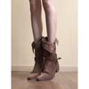 In Stock: Women's Wasteland-Style Mid-Calf Western Boots with Desert Chunky Heel, 25 Styles, Slimming Fit, Belt Buckle, Two-Way Wear.