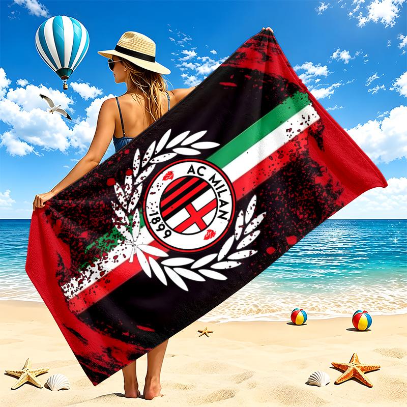 AC Milan Beach Towel Quick Dry Soft MicrofiberSand Resistant Oversized Cabana Bath Sheet for Swimming Pool Travel Gift