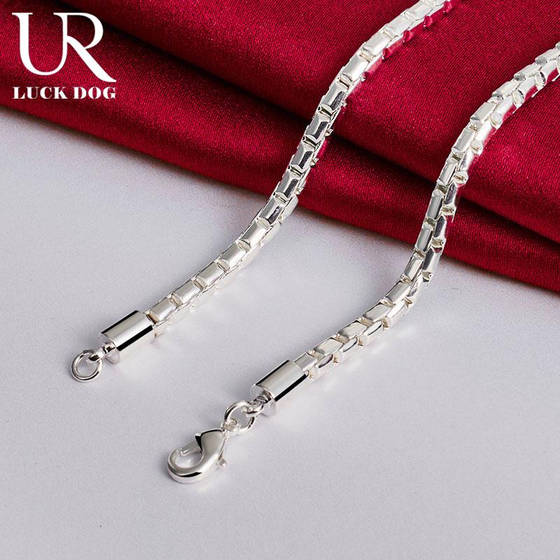 Collier pour homme et femme en argent sterling 925 avec chaîne articulée de 4 mm et 45,7 cm, bijoux de mariage à la mode