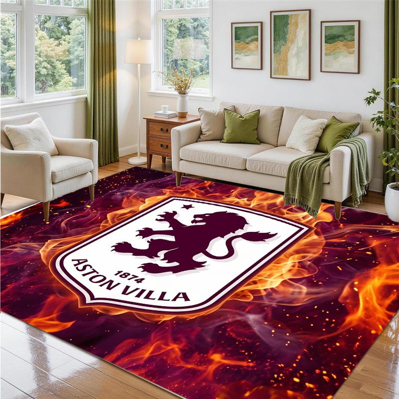 Aston Villa Football Design Crystal Velvet Rug Soft Decorative Mat for Bedroom Entrance