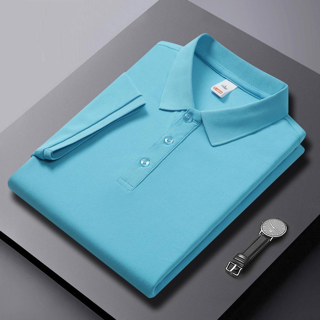 Solid Color High-End Polo Shirt Short-Sleeved T-shirt Printing Men and Women Lapel Clothes