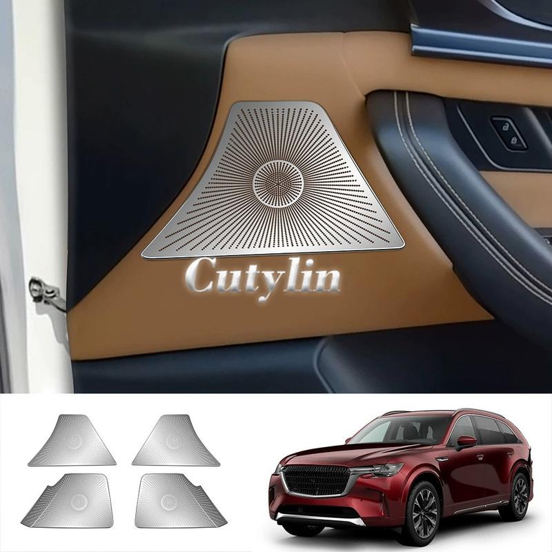 For Mazda CX-80 CX80 CX90 CX-90 2024 2025 Stainless Steel Car Side Door Speakers Decorate Cover Audio Sound Cover Trim styling