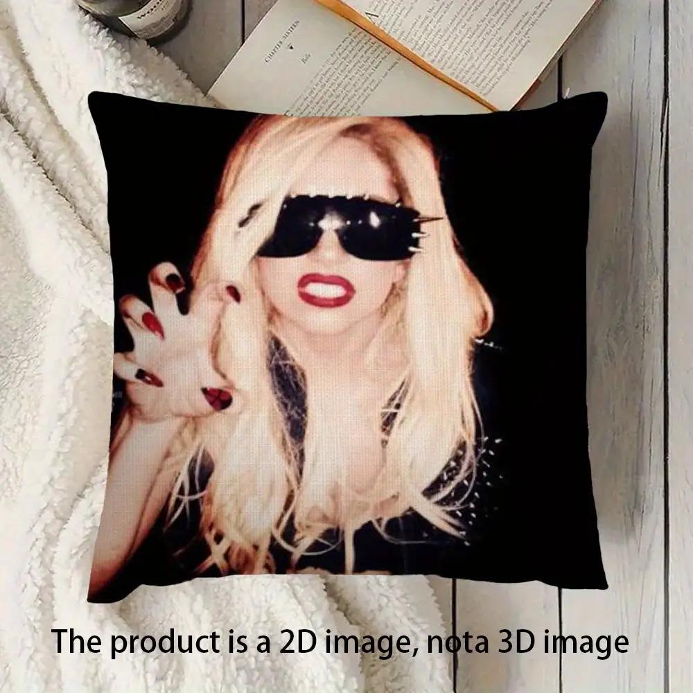 1Pc Lady Gaga Pop Star Pillow Cover, Polyester 2-Sided Print, Iconic Musician Portrait Cushion, Fan Gift For Music Lovers Home D